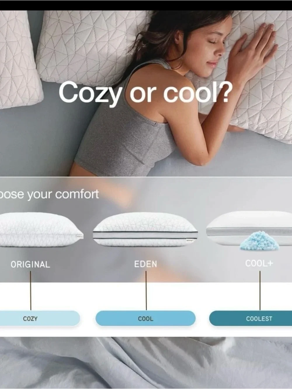Coop Home Goods Eden Cool Adjustable Pillow, QueenSize - Adjustable Memory Foam.